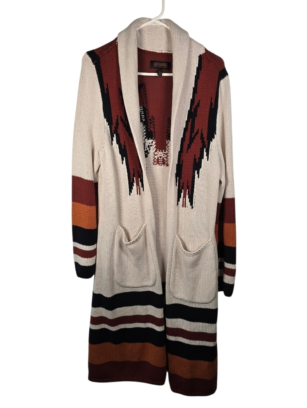 Shyanne Women's Southwestern Print Open Front Long Cardigan geometric Aztec XL